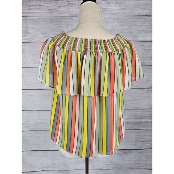 Cabi Striped Off Shoulder Carnival Top Blouse Multicolor Size X-Small - Picture 5 of 10